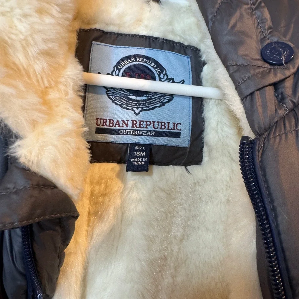 Urban Republic Gray Puffer Snowsuit Baby 18M‎ Winter Warm Sherpa Lined
